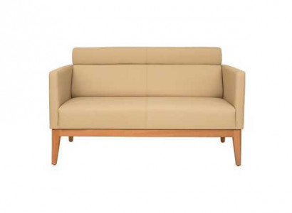 Beige Office Sofa Designer 2-Seater Upholstered Couch Faux Leather Luxury Sofas